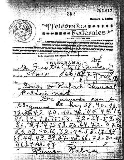 imagen del telegrama 1917