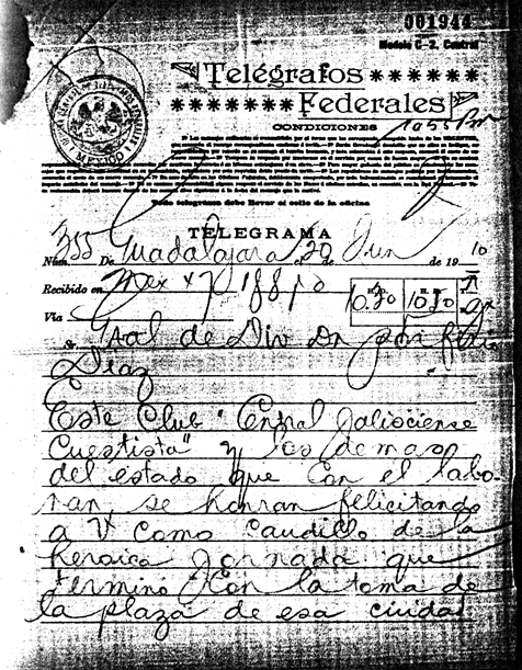imagen del telegrama 1944